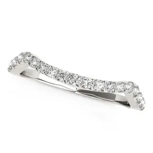 14k White Gold Modern Curvy Design Diamond Wedding Band 1/5 cttw