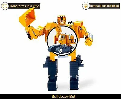 5 Pack TransTruck Transforms to Tractor and Robot Action Figures Combine into 1 Giant Robot – Holiday, Birthday Gift Tractors Robots Toys for Kids