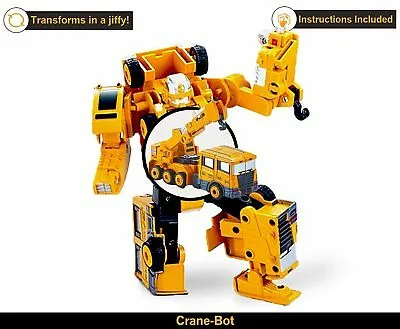 5 Pack TransTruck Transforms to Tractor and Robot Action Figures Combine into 1 Giant Robot – Holiday, Birthday Gift Tractors Robots Toys for Kids