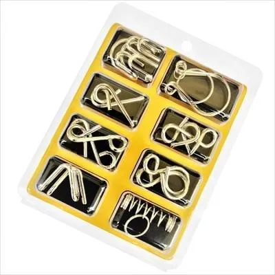 8pcs/Set Metal Wire Puzzle IQ Mind Brain Teaser Puzzles Game Adults Children Kids  Early Educational Toys A Nice Gift.
