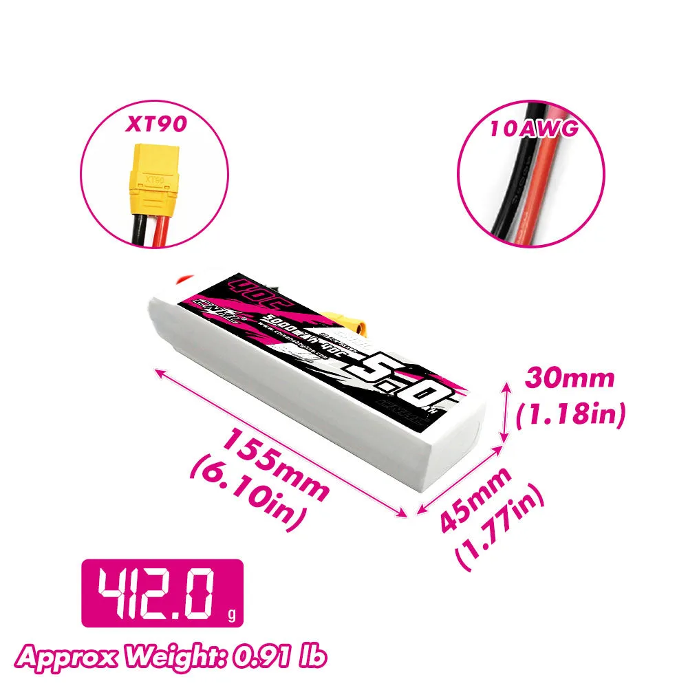 CNHL 5000mAh 11.1V 3S 40C Lipo Battery with XT90 Plug