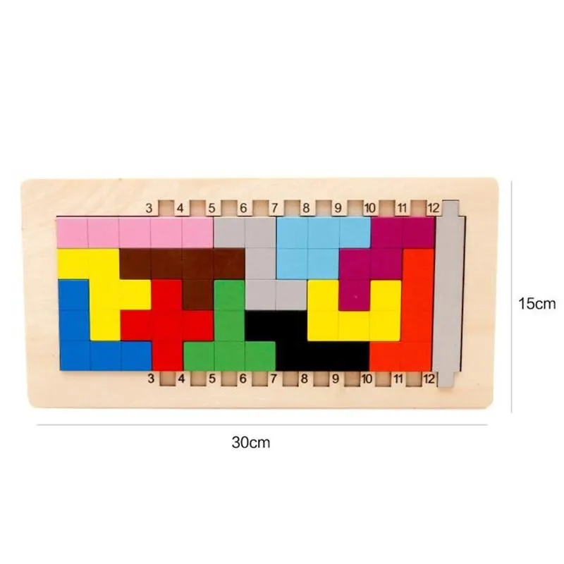 Colorful Wooden Tangram Game Brain Teaser Puzzle Toys Baby Preschool Magination Early Educational Kids Toy Children Gift