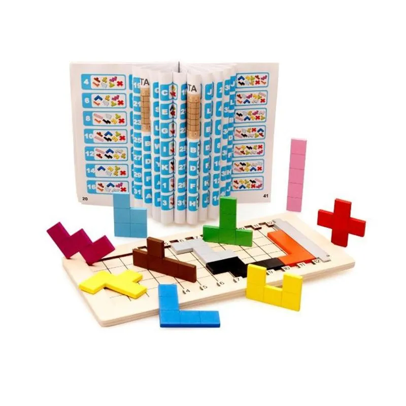 Colorful Wooden Tangram Game Brain Teaser Puzzle Toys Baby Preschool Magination Early Educational Kids Toy Children Gift