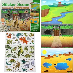 DIY 3in1 Reusable Sticker Art Scenes - Dinosaur