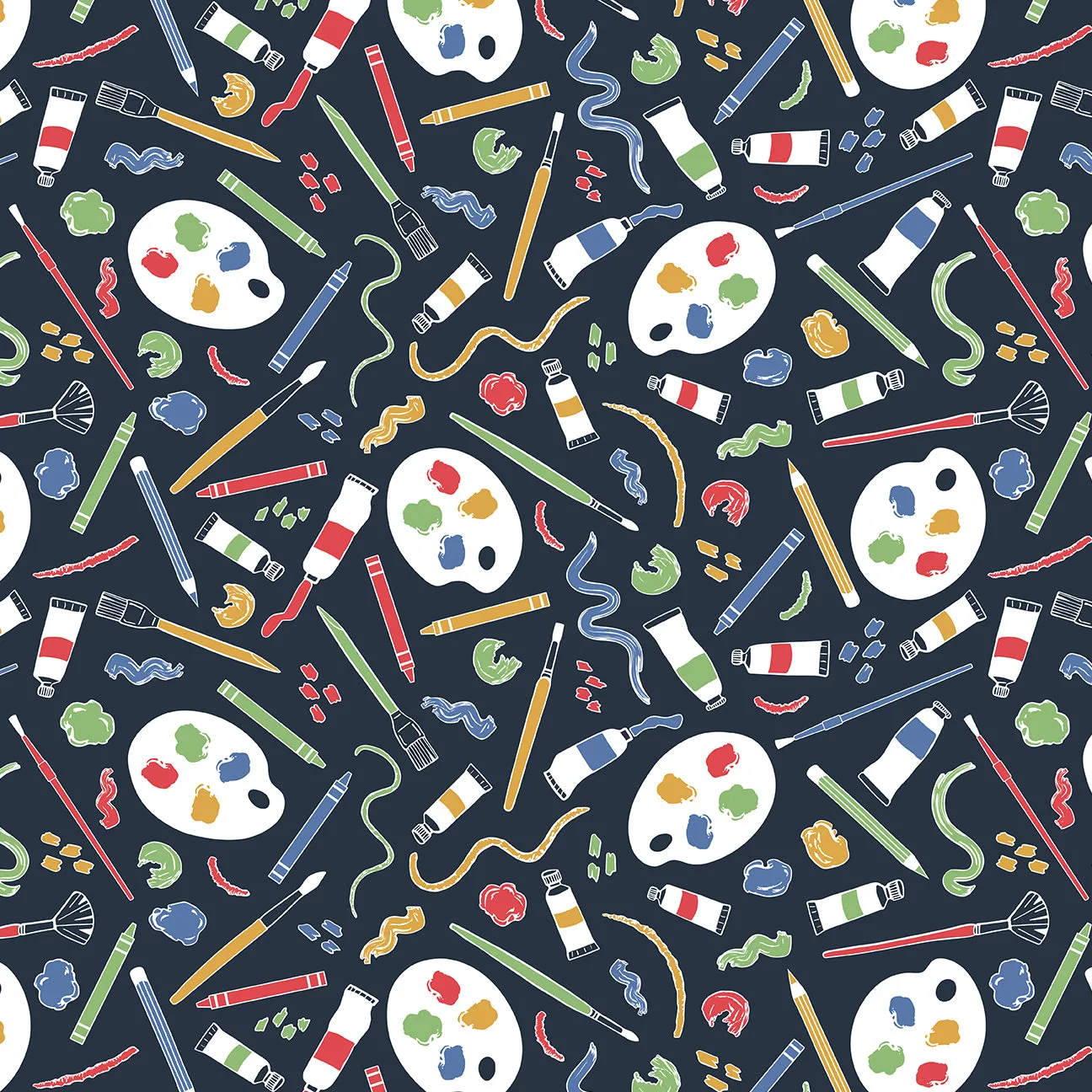 Fitted Crib Sheet - Art Supplies Night Sky