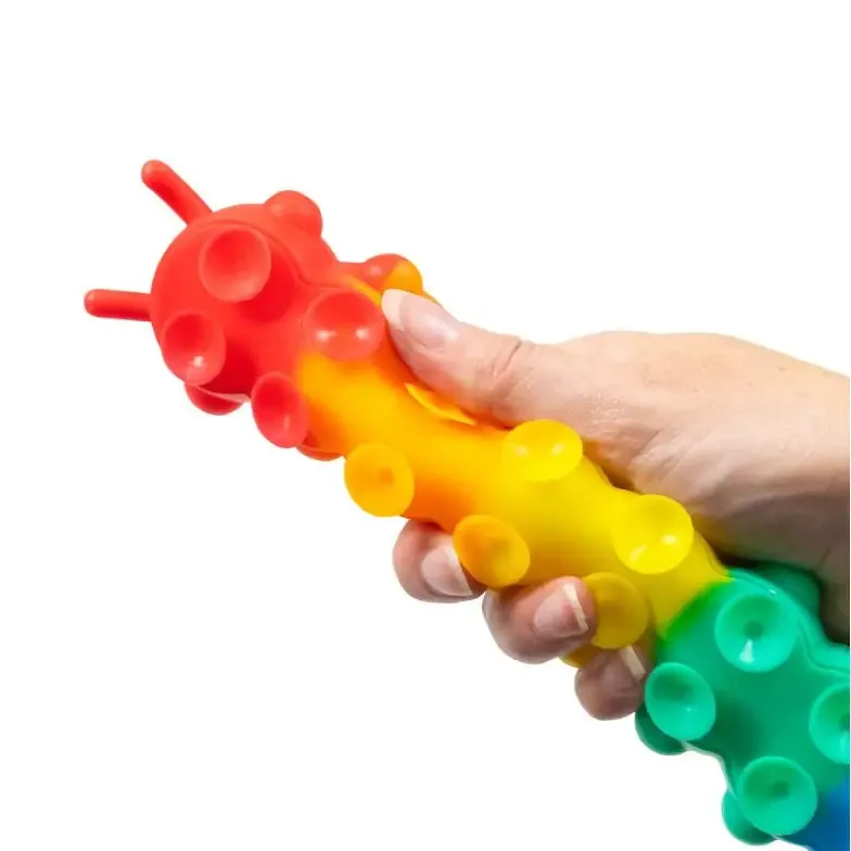 HGL Light Up Suction Push Popper Rainbow Caterpillar Toy
