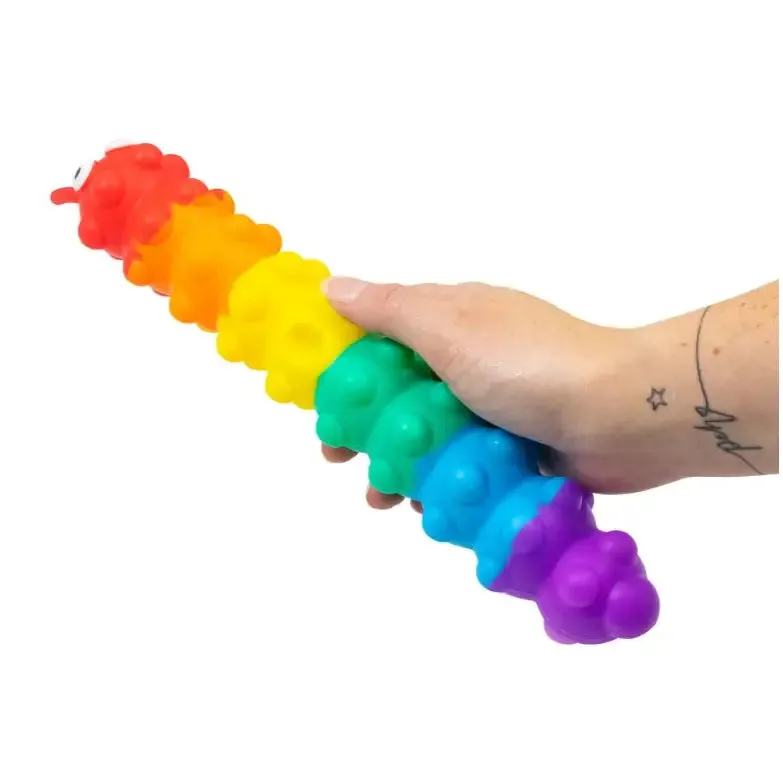 HGL Light Up Suction Push Popper Rainbow Caterpillar Toy