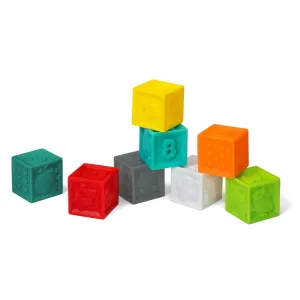 Deluxe Infantino Squeeze & Stack Sensory Block Set - 8 Piece Collection for Babies and Toddlers