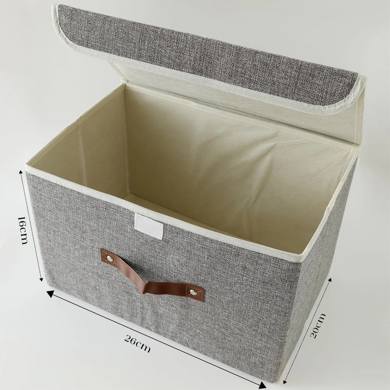 Kuber Industries Small Storage Box With Lid|Foldable Toys Storage Bin|Wardrobe Organizer For clothes|Front Handle & Sturdy (Grey)