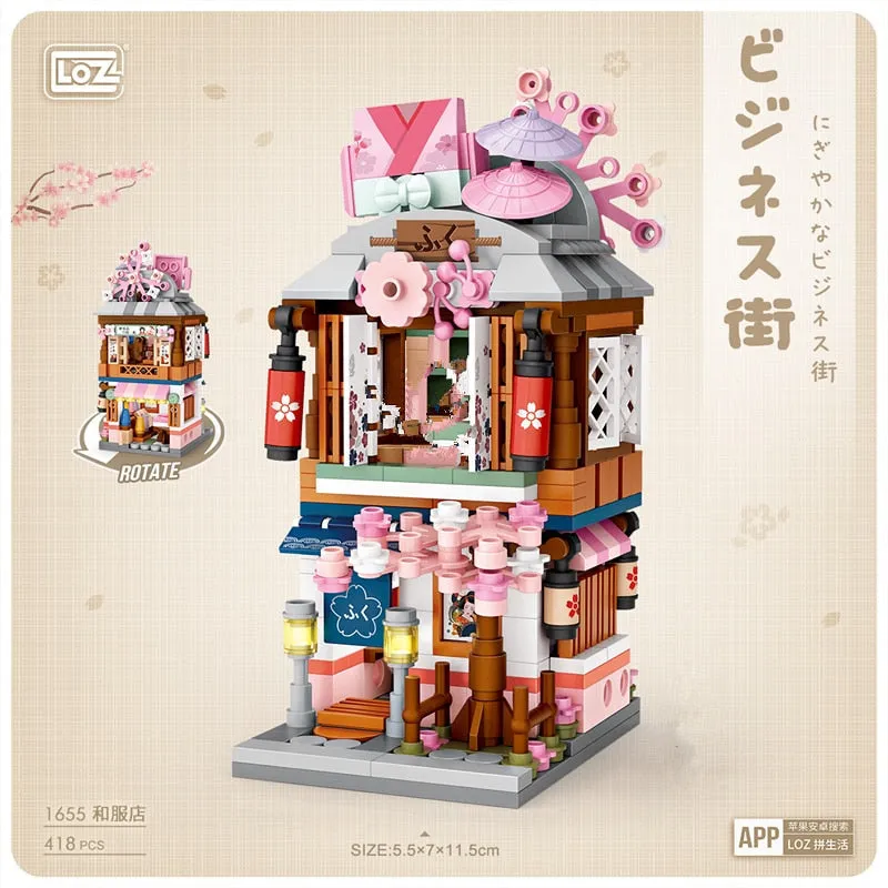 LOZ MINI Blocks japan STREET views HOT SPRING/RAMEN/KIMONNO/MATCHA creative assembly Relaxing toys Brinqueos funny