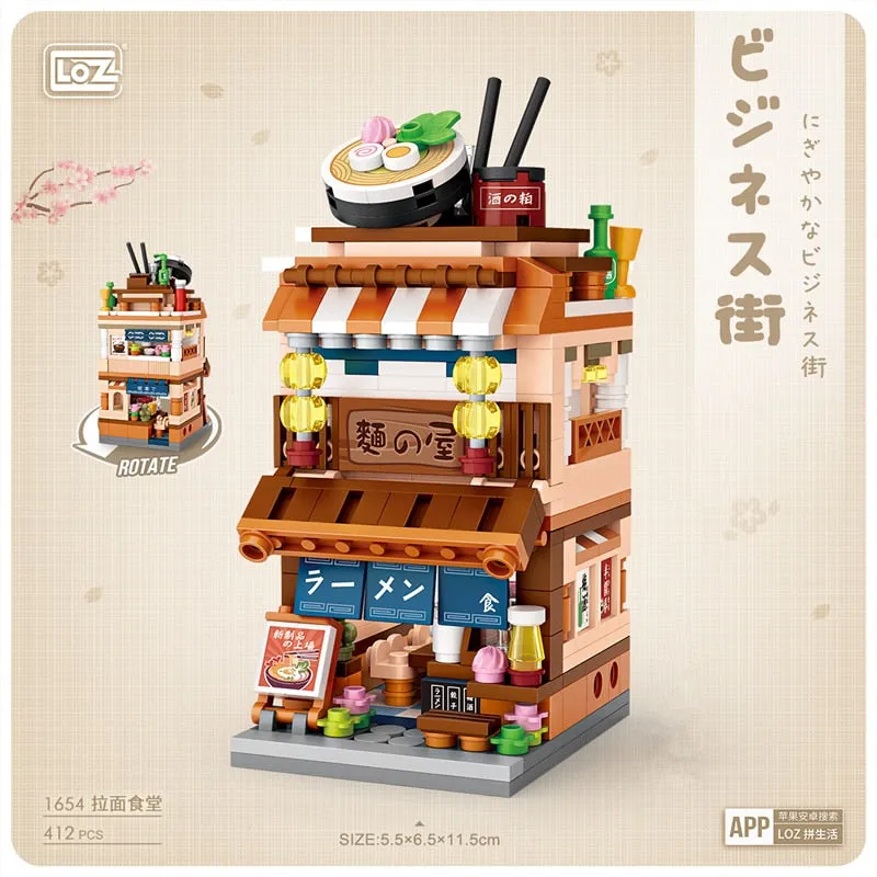 LOZ MINI Blocks japan STREET views HOT SPRING/RAMEN/KIMONNO/MATCHA creative assembly Relaxing toys Brinqueos funny