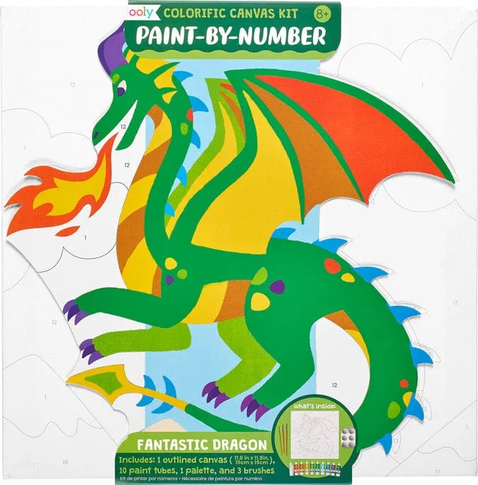 Ooly Colorific Canvas Paint By Number Kit - Fantastic Dragon