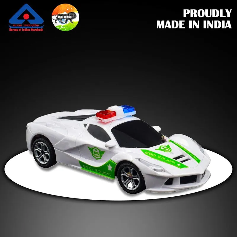 Plastic Remote Control Police Car, Battery Operated Racing Remote Control Car for Kids, RC Cool Design Car with High Gloss Finish, White