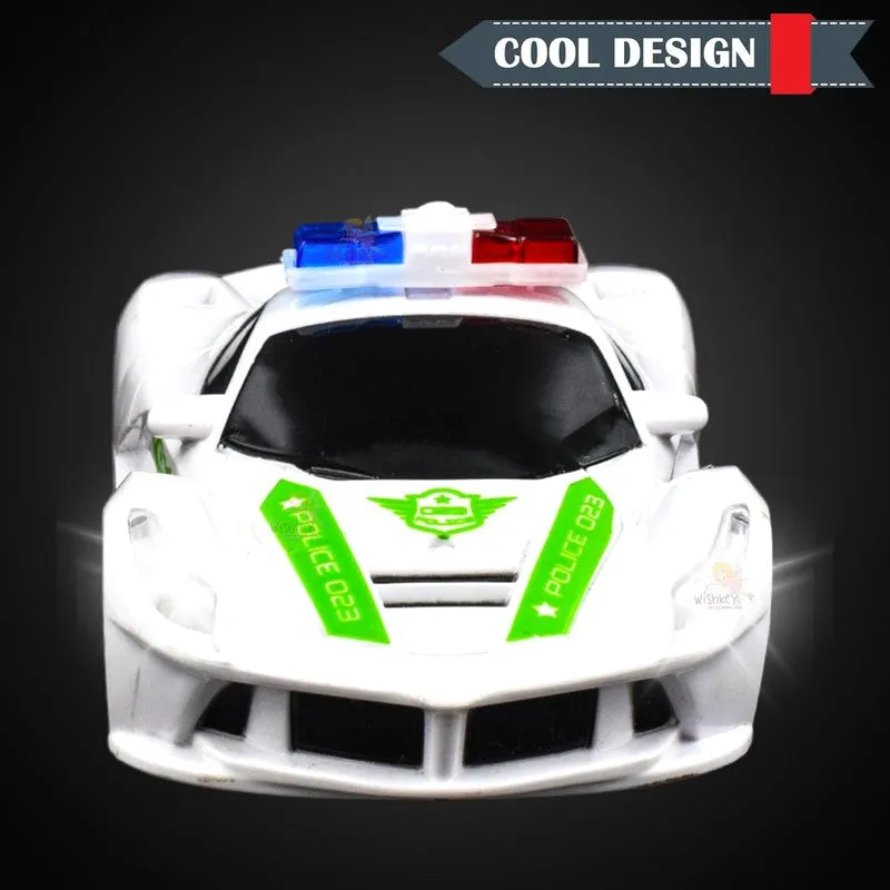 Plastic Remote Control Police Car, Battery Operated Racing Remote Control Car for Kids, RC Cool Design Car with High Gloss Finish, White