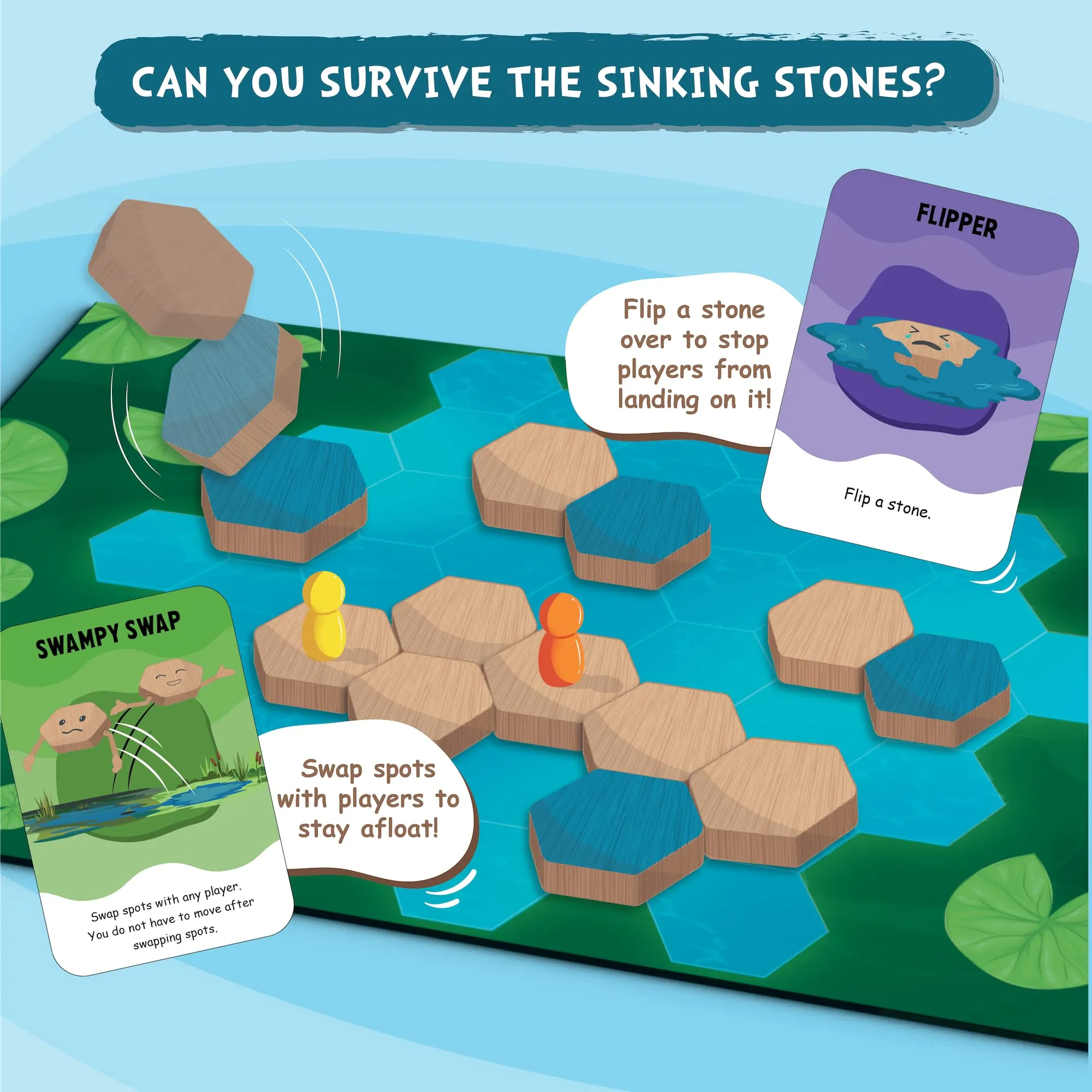 Skillmatics Board Game - Sinking Stones, Fun Strategy Game, Family Friendly Games For Ages 6 And Up, Kid