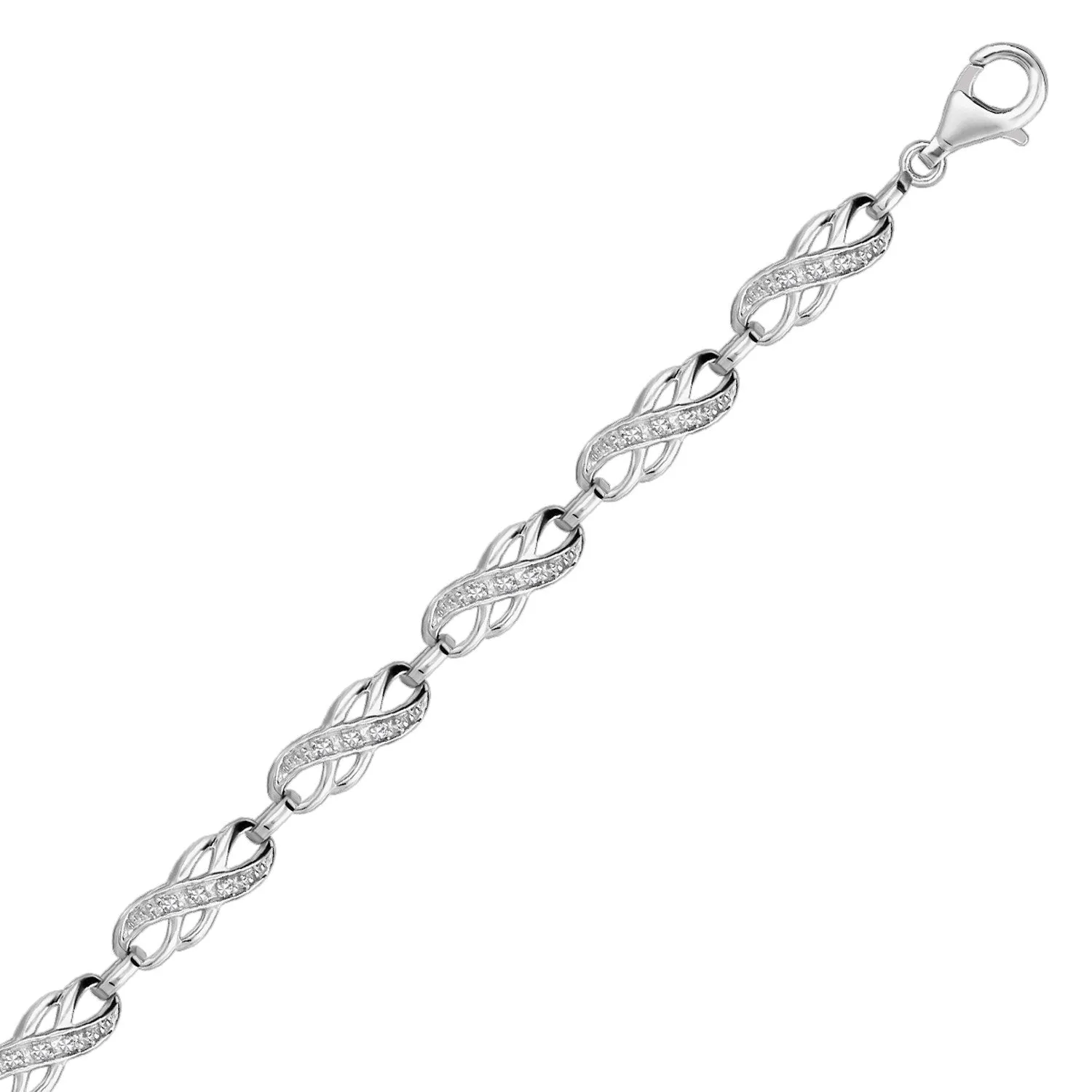 Sterling Silver Infinity Design Diamond Accented Bracelet 0.09 cttw