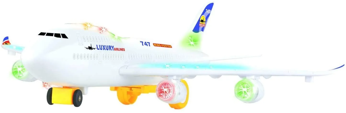 Top R Boeing 747 Replica Model Airplane Toy With Lights And Real Sounds Bump