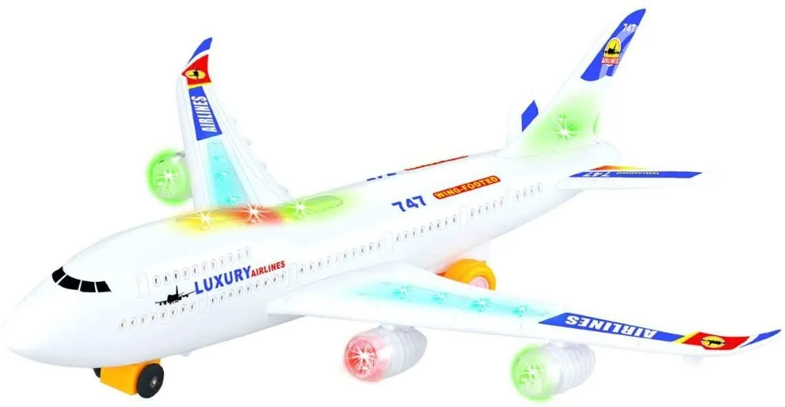 Top R Boeing 747 Replica Model Airplane Toy With Lights And Real Sounds Bump
