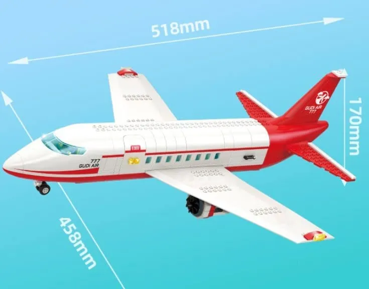White and Red Passenger Airplane Building Blocks Toy Set 720 pieces